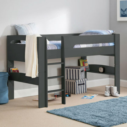 An Image of Pluto - Single - Kid's Mid Sleeper Bed - Dark Grey - Wooden - 3ft