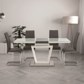An Image of Arlington Extendable 6 Seater Dining Table Grey Glass White