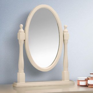 An Image of Josephine Stone White Oval Dressing Table Mirror - 58cm x 68cm