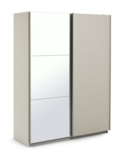 An Image of Habitat Holsted Mirrored Medium Sliding Wardrobe - Grey