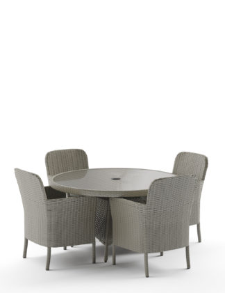 An Image of M&S Marlow Rattan 4 Seater Round Garden Table & Chairs