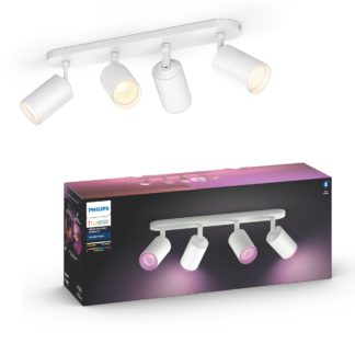 An Image of Philips HUE Fugato 4 Light Smart LED Ceiling Spotlight Bar White