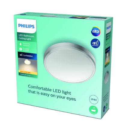 An Image of Philips Doris Integrated LED Ceiling Light, Warm White Chrome