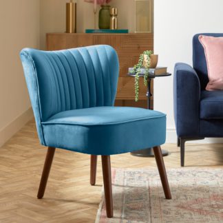 An Image of Camille Velvet Cocktail Chair Camille Mineral Blue