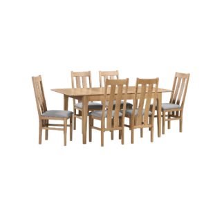 An Image of Cotswold Extendable Dining Table with 6 Dining Chairs Oak