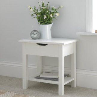 An Image of Vigo White Wooden 1 Drawer Bedside Table
