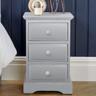 An Image of Suffolk Dove Grey Wooden 3 Drawer Bedside Table