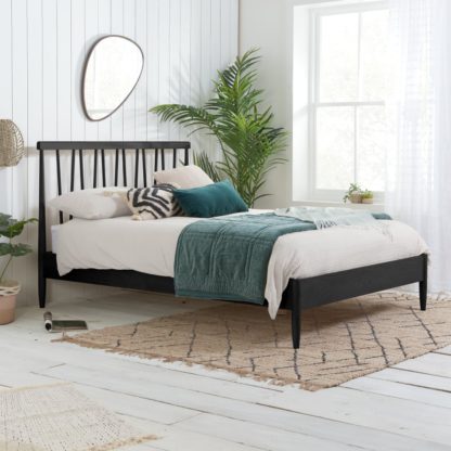 8d3d0362280d3fba4d9eee69c82af8bab4556e098124264d4146c807aef6a0d3-1.jpg An Image of Rome Black Wooden Bed Frame - 5ft King Size