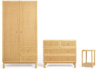 An Image of Habitat Simone 3 Piece 2 Door Wardrobe Set - Natural