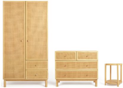 An Image of Habitat Simone 3 Piece 2 Door Wardrobe Set - Natural