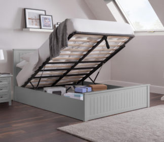 An Image of Maine - Double - Ottoman Storage Bed - Light Grey - Wooden - 4ft6