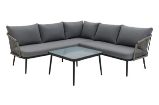 An Image of Habtat Somerset 5 Seater Metal Garden Corner Sofa Set - Grey