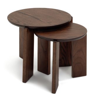 An Image of Habitat Xylo Solid Wood Nest of 2 Tables - Walnut
