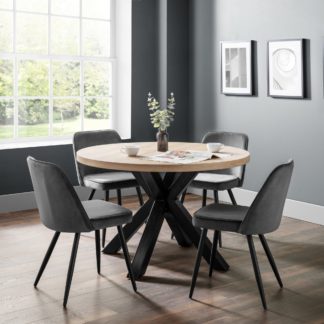 An Image of Berwick Round Dining Set with 4 Burgess Dining Chairs Grey