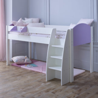 An Image of Eli - White and Lilac Kids Mid Sleeper Bed - Wooden - 3ft