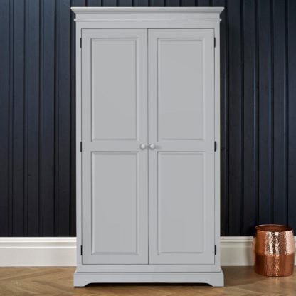 An Image of Suffolk Dove Grey Wooden 2 Door Wardrobe