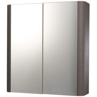 An Image of Bathstore Linen 600mm Mirror Wall Cabinet - Grey