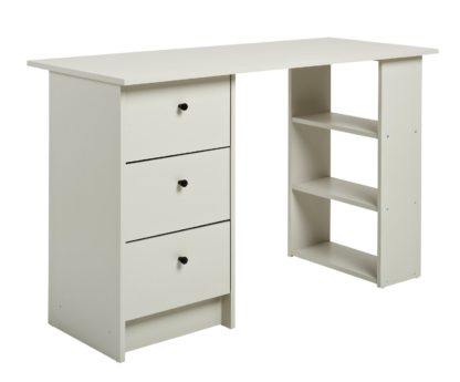 An Image of Argos Home Malibu 3 Drawer Office Desk - Warm Grey