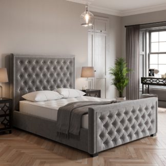 An Image of Elodie Buttoned Velvet Bed Grey
