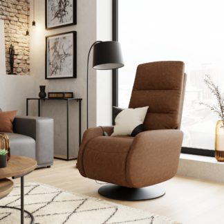 An Image of Lincoln Microsuede Electric Swivel Recliner Chair Brown