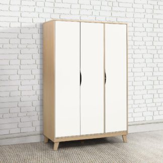 An Image of Kingston Beech and White Wooden 3 Door Wardrobe