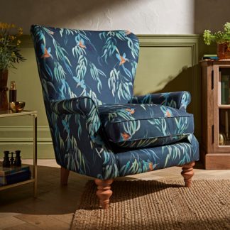 An Image of Charlbury Wing Chair Kingfisher Print Kingfisher Print