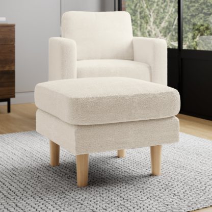 An Image of Jacob Sherpa Footstool Ivory