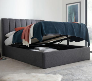 An Image of Autumn - Double - Ottoman Storage Bed - Grey - Fabric - 4ft6