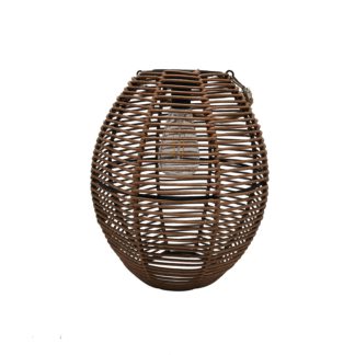 An Image of Homebase Edit Brown Rattan Solar Lantern - 31cm