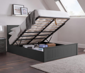 An Image of Maine - Double - Ottoman Storage Bed - Dark Grey - Wooden - 4ft6