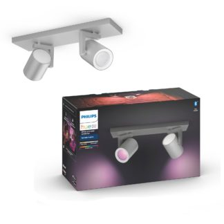 An Image of Philips HUE Argenta 2 Light Smart LED Ceiling Spotlight Bar Silver