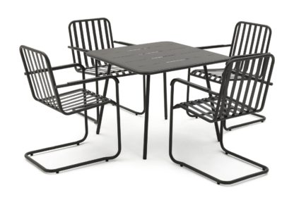 An Image of Habitat Indu 4 Seater Metal Patio Set - Black