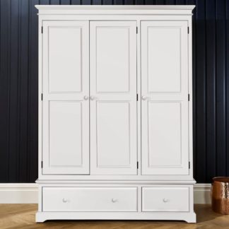An Image of Suffolk White Wooden 3 Door Combination Wardrobe