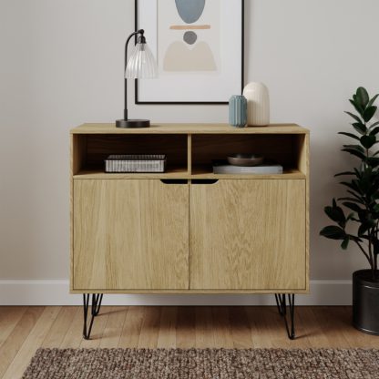 An Image of Bella 2 Door Sideboard Oak Effect Oak