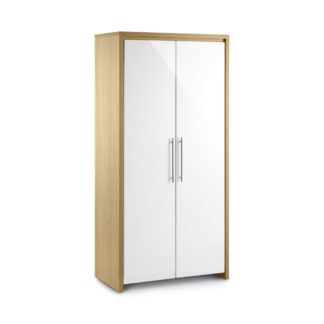An Image of Stockholm Gloss White and Light Oak 2 Door All Hanging Wardrobe