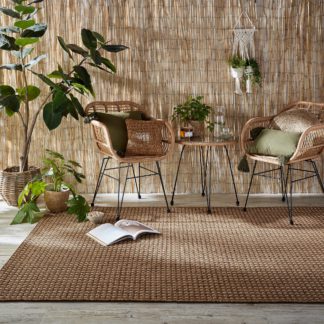 An Image of Basketweave Jute Look Indoor Outdoor Rug Cream