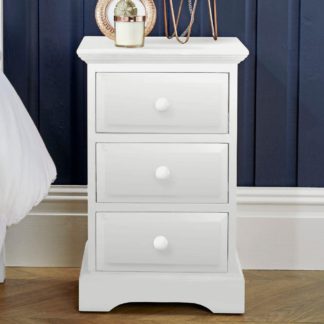 An Image of Suffolk White Wooden 3 Drawer Bedside Table