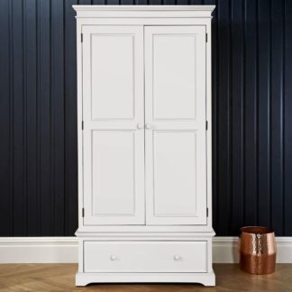 An Image of Suffolk White Wooden 2 Door Combination Wardrobe