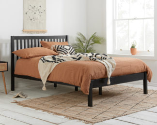 An Image of Nova Black Wooden Bed Frame - 5FT King Size