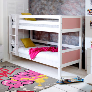 An Image of Nordic White and Rose Wooden Bunk Bed - EU Single