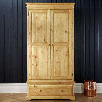 An Image of Suffolk Pine Wooden 2 Door Combination Wardrobe