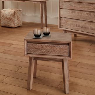 An Image of Pacific Kalmar 1 Drawer Slim Bedside Table, Natural Acacia Natural