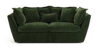 An Image of Habitat Jacques 3 Seater Velvet Sofa - Moss Green
