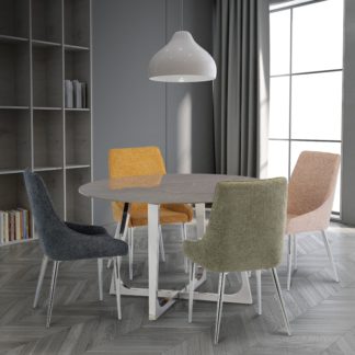 An Image of Desana Round 4 Seater Dining Table Grey Sintered Stone Grey
