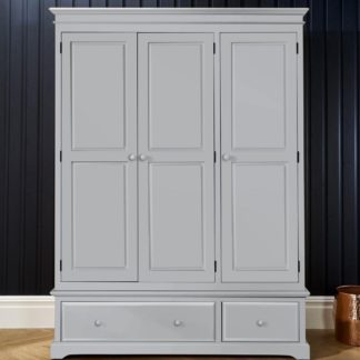 An Image of Suffolk Dove Grey Wooden 3 Door Combination Wardrobe