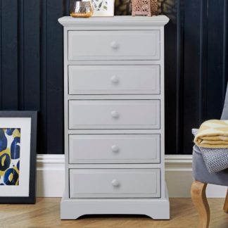 An Image of Suffolk Dove Grey Wooden 5 Drawer Chest