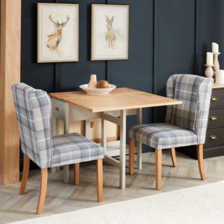 An Image of Clifford Drop Leaf Dining Table with Oswald Chairs Oswald Light Grey