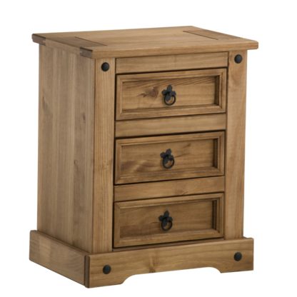 An Image of Corona Pine 3 Drawer Bedside Table