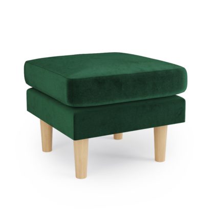 An Image of Jacob Velvet Footstool Jacob Bottle Green