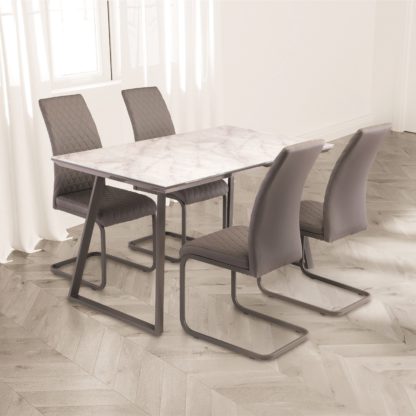 An Image of Alden Rectangular 4 Seater Dining Table Marble Effect Glass Marble